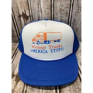 Vintage Without Trucks America Stops Snapback Trucker Rope Hat Cameo Brand